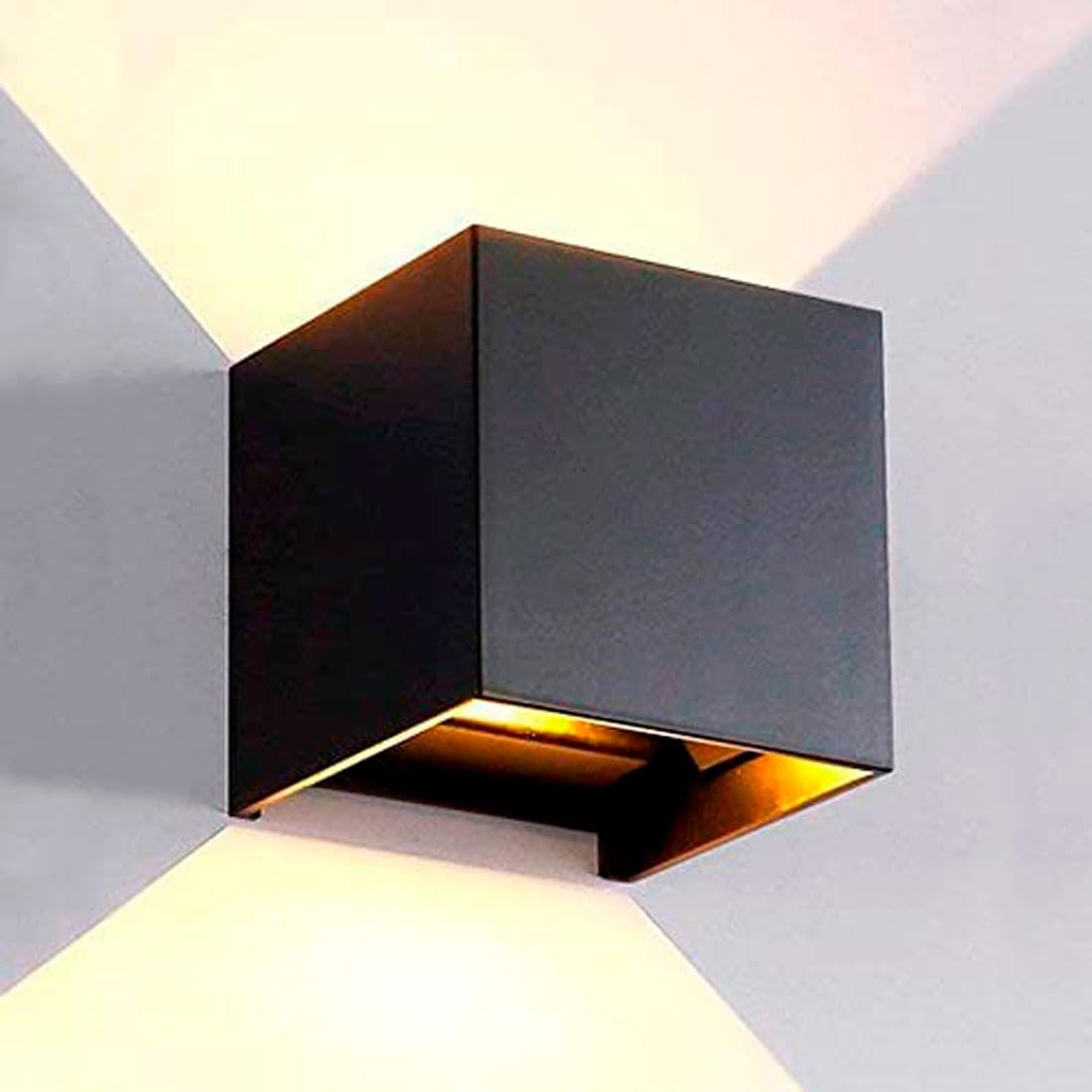 M Ledme - Aplique de pared Negro exterior/interior LED 6W, 3000k Blanco cálido, haz de luz