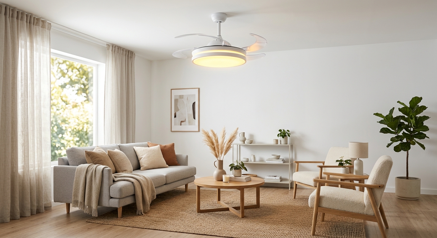 Ventilador de Techo con Luz LED y Aspas Retráctiles para Modernizar tu Hogar